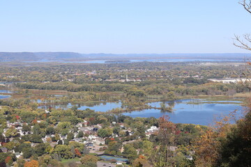 Birds eye view of Grandads Bluff in La Crosse, Wisconsin