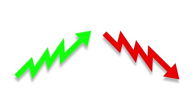 Upward and Downward Stock Chart, Business and Finance Icon Motion Graphics on White Background
