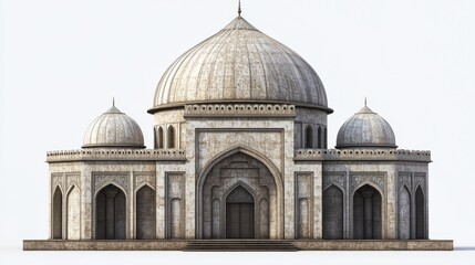 Obraz premium Grand ornate mosque with white marble domes and arched entrances