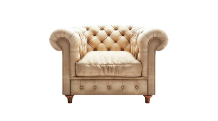 Comfortable classic chesterfield sofa isolated on transparent background