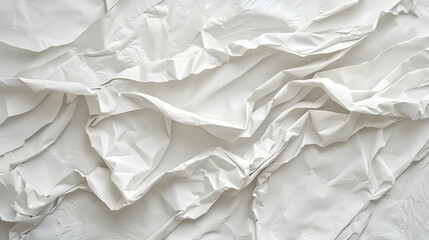 Obraz premium A close-up of crumpled white paper, showcasing texture and depth in a minimalist style.