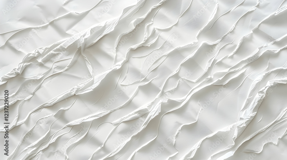Poster a textured, white surface resembling crumpled paper or fabric, creating a subtle visual depth.