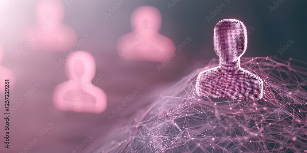 Poster digital connection network of abstract human figures