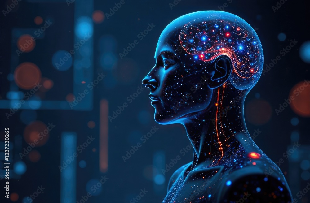 Poster artificial intelligence, machine and deep learning, modern computer technologies, internet of things