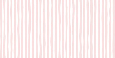Pink striped pattern, girly stripe seamless background, cute pastel wavy lines. Vector stripes, baby hand draw doodle lines backdrop