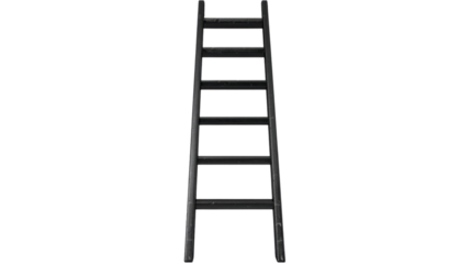 Black wooden ladder isolated on transparent background