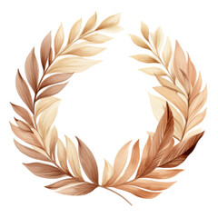Elegant golden laurel wreath with autumn leaves on transparent background isolated png
