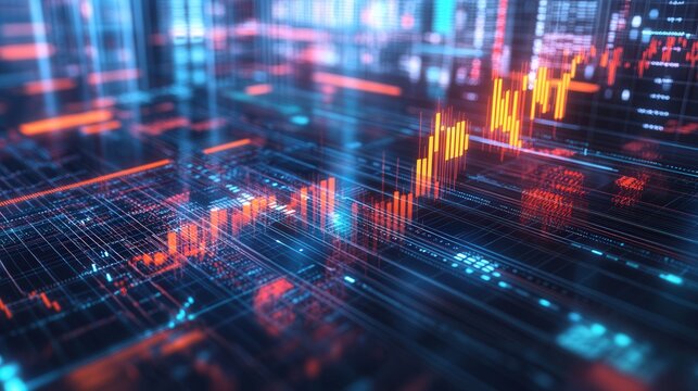 Digital Screen With Stock Market Data