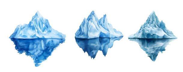 Obraz premium Iceberg, watercolor clipart illustration with isolated background.