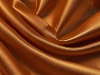  Orange silk satin. Bright luxury background for design. Soft folds. Shiny golden draped fabric. Wavy lines. Flowing. Fluid, liquid, ripple effect. Fiery. Web banner. Wide. Panoramic.