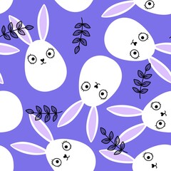 Easter eggs seamless rabbits pattern for wrapping paper and fabrics and linens and kids clothes print and spring party accessories