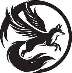 A majestic fox in flight logo design
