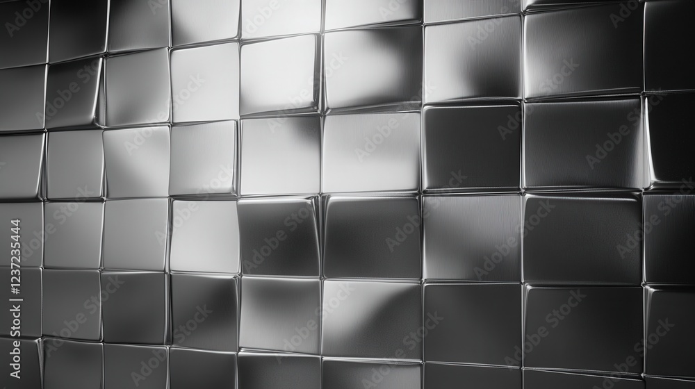 Poster abstract metallic surface with square tiles pattern