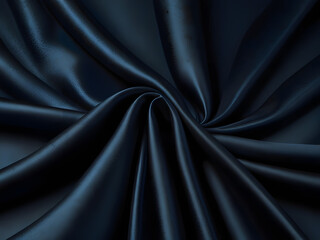 Obraz premium Black dark blue background. Silk satin fabric. Elegant luxury beautiful. Silky shine shimmer silvery. Soft folds. For design.
