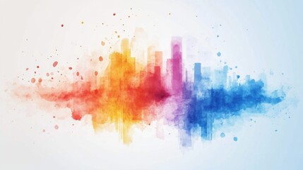 Colorful Abstract Watercolor Cityscape Painting