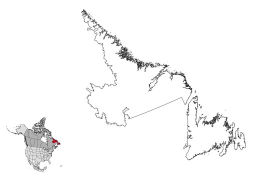 Newfoundland map in northamerica