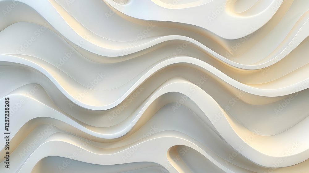 Poster abstract wavy design in white tones, creating a modern and dynamic visual effect.
