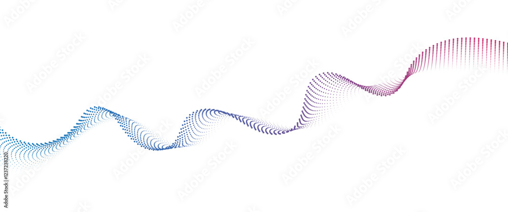 Poster flowing dot wave halftone gradient pattern on transparent background