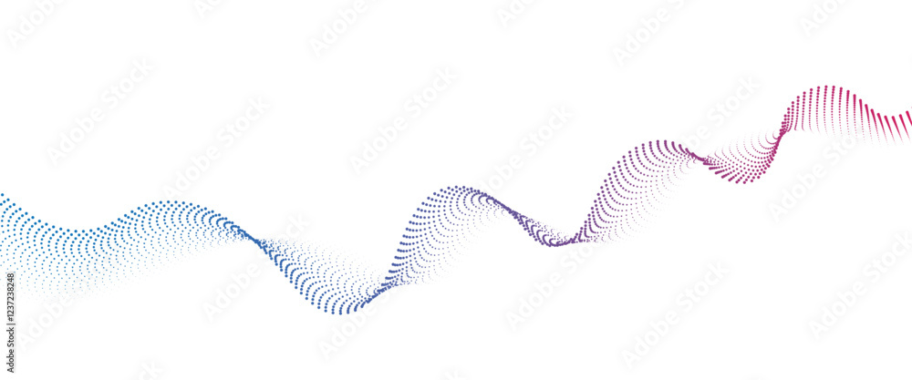 Poster flowing dot wave halftone gradient pattern on transparent background
