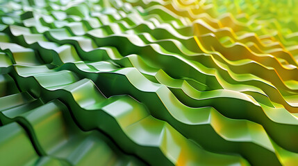 Obraz premium A textured, wavy surface in green and yellow hues, suggesting motion and depth.