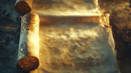 Ancient rolled paper with text, possibly a rare historical scroll. The aged parchment is marked with dirt, indicating its age and exposure to various environmental factors.