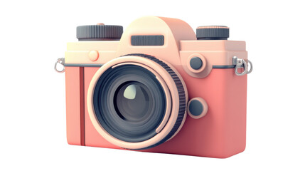 Pink vintage camera capturing memories on transparent background