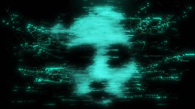 Bad AI chat bot glitch malware hacker in latent space 4K resolution
