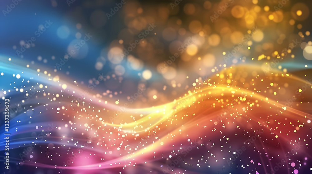 Poster abstract colorful waves with bokeh effects, creating a vibrant and dynamic visual experience.