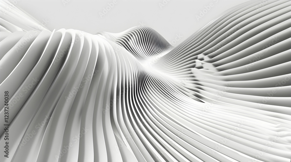 Poster abstract white waves create a dynamic, flowing landscape with smooth contours and depth.