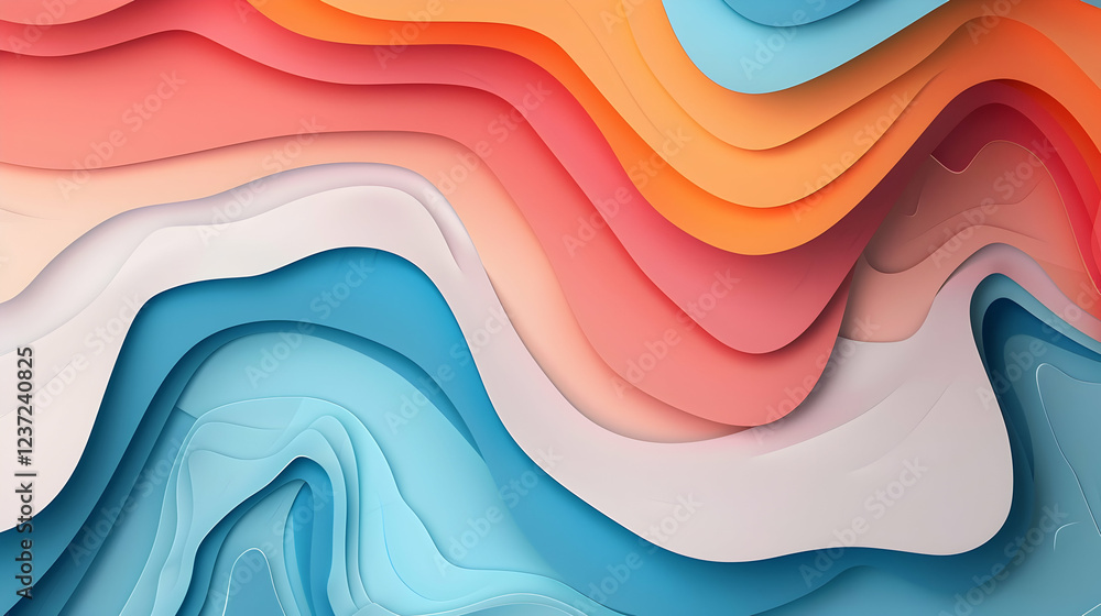 Poster abstract layered waves in vibrant colors creating a smooth, flowing texture.