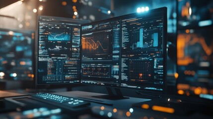 Digital Screen With Stock Market Data