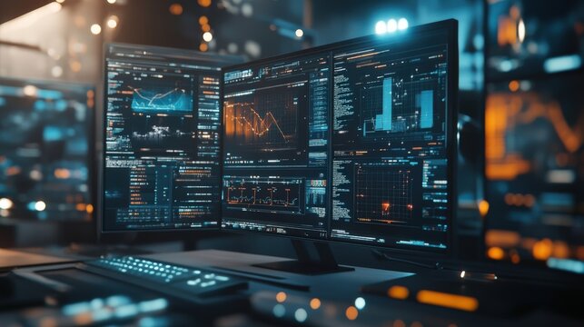 Digital Screen With Stock Market Data