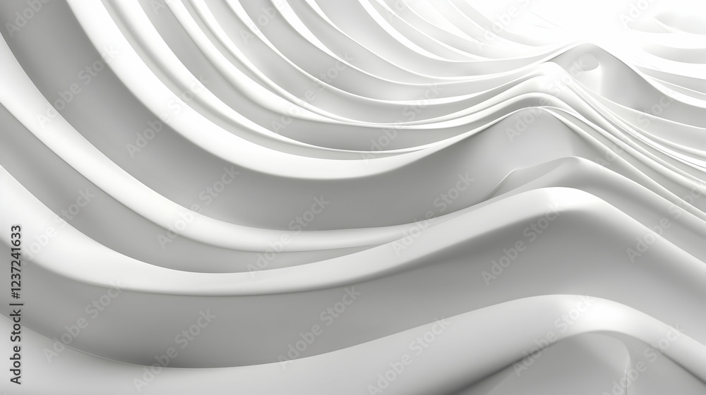 Poster abstract white waves creating a smooth, flowing texture.