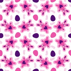 Easter eggs seamless rabbits pattern for wrapping paper and fabrics and linens and kids clothes print and spring party accessories