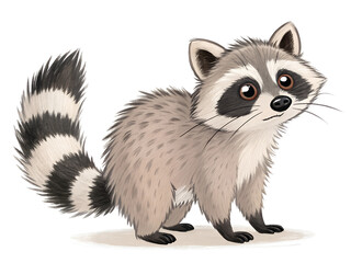 Obraz premium Raccoon with distinctive features looking curiously, showcasing its playful nature in a vibrant and whimsical style Transparent PNG