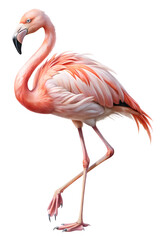 Fototapeta premium Flamingo gracefully walking with elegant posture against a clean background in a vibrant display of pink feathers and long legs Transparent PNG