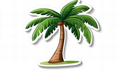 Obraz premium Lush green palm tree sticker design, perfect for summer projects.