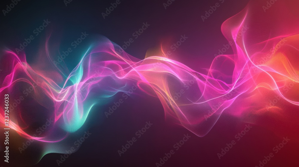 Poster vibrant abstract colorful wave of light and energy with dynamic fluid movement