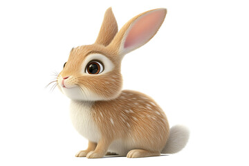 Fototapeta premium rabbit on a white background, rabbit on a blank white background, a rabbit, bunny, cute rabbit, white background, copy space for add text, 3d rendering, 3d, vector, AI generative