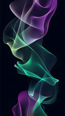 Naklejka premium Abstract background with colorful waves of light on a black gradient green and purple lines in the shape of smoke or wavy tubes vector illustration simple design eleg
