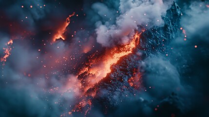 Create an image of a volcanic eruption with a focus on the volcanic gases