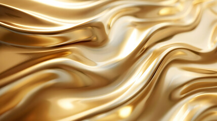 Obraz premium A smooth, shiny, golden fabric with elegant waves and folds.