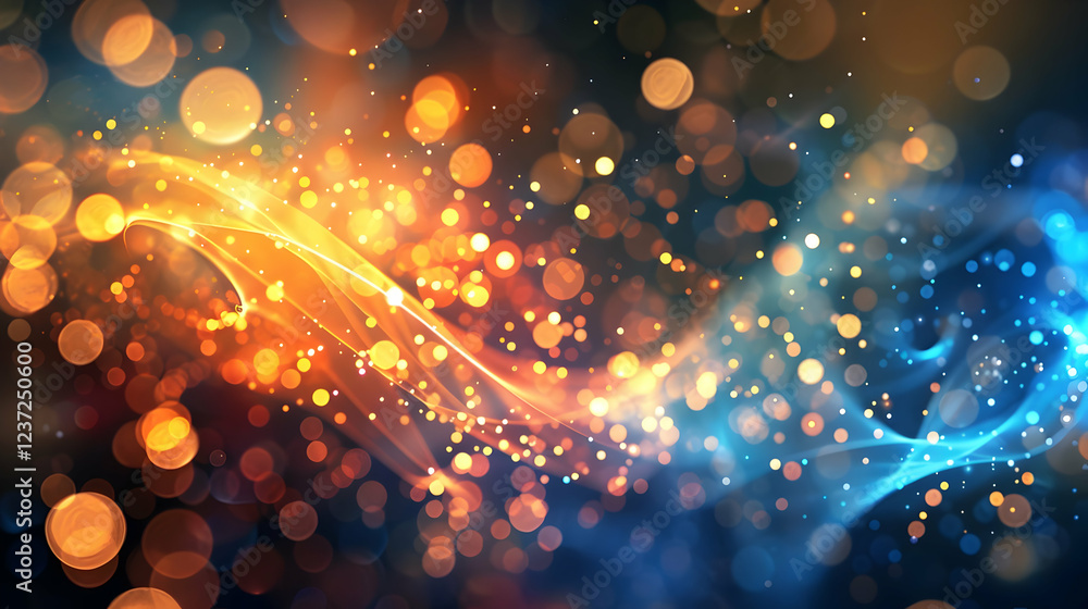 Poster abstract swirl of vibrant colors and glowing orbs, creating a dynamic and enchanting background.
