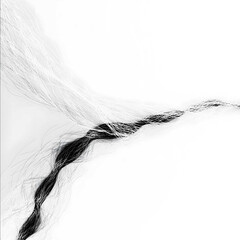 Obraz premium 3d illustration of a white fibre thread going through the picture from the left top corner to the right bottom corner In the middle of the thread are black threads get