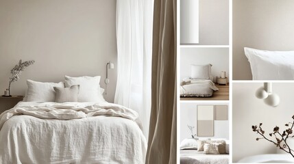 Serene Minimalist Bedroom Interior Design Neutral Color Palette and Linen Bedding