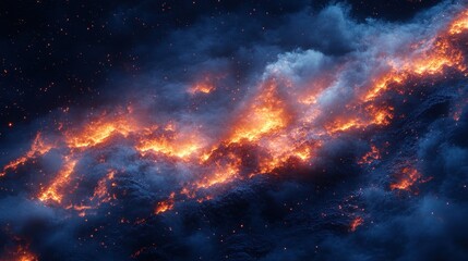 A moody shot of glowing embers among ashes, with faint smoke swirling upward into the cold night air.