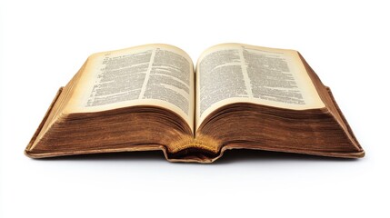 Obraz premium Antique bible open to scriptures on white background