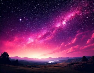 illustration of a starry purple night sky with empty copy space