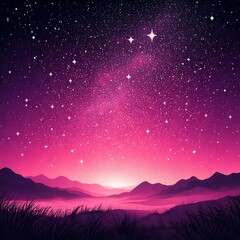 Naklejka premium illustration of a starry purple night sky with empty copy space