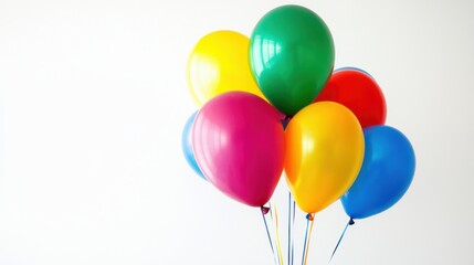 Colorful celebration balloons against a white background, Festive scene, Cheerful style